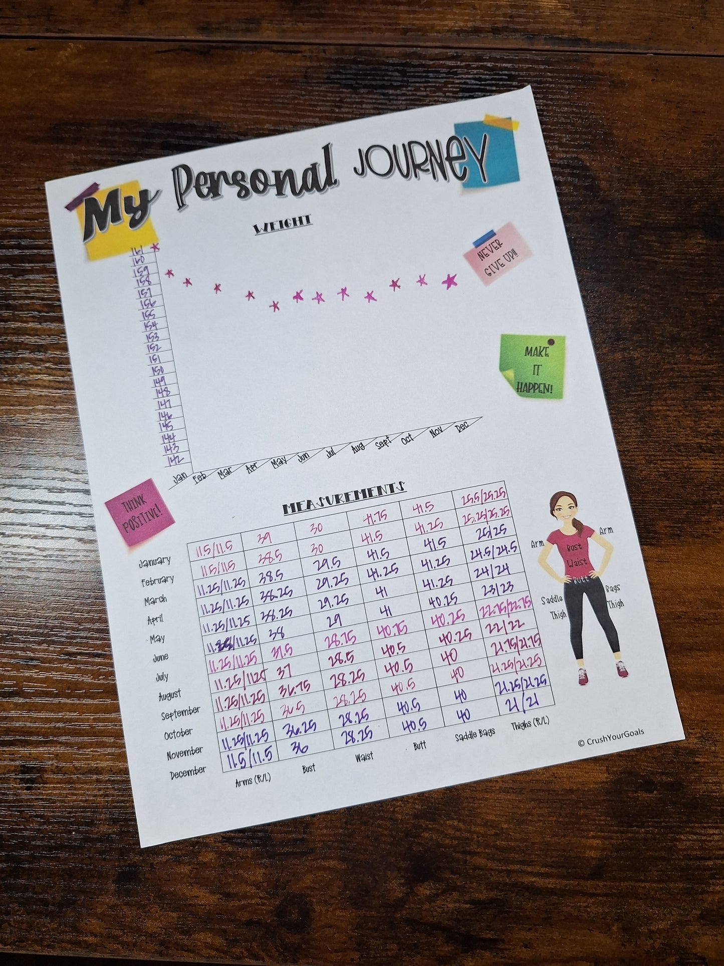 Weight Loss/Fitness Goal Chart, Fitness Goals, Health Goals, Workout Goals, Workout Plan, Celebrate! - 8.5 x 11 Size