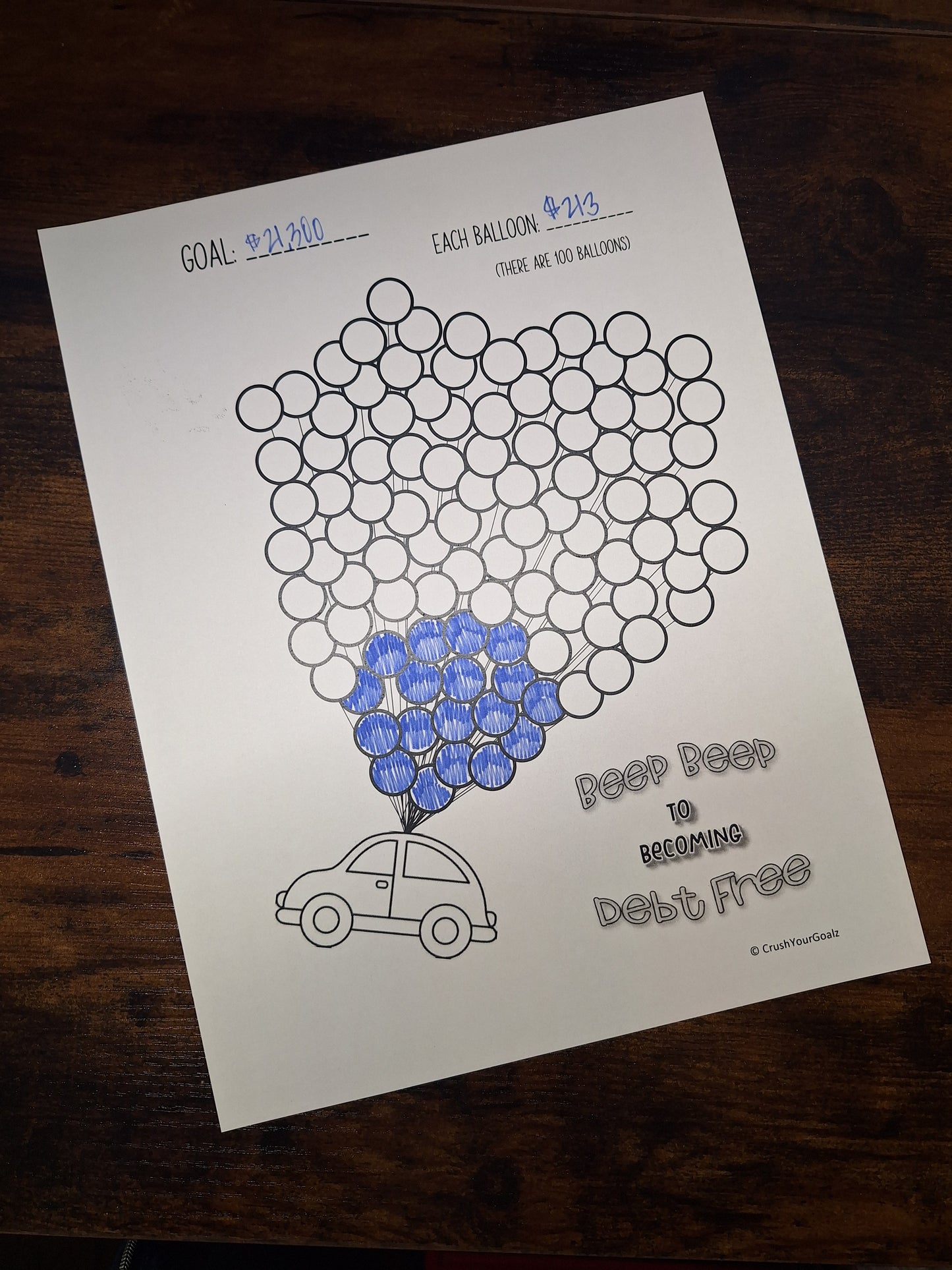 Car Payoff, Car Savings Chart, Debt Payoff Chart, Debt Progress - 8.5 x 11 Size