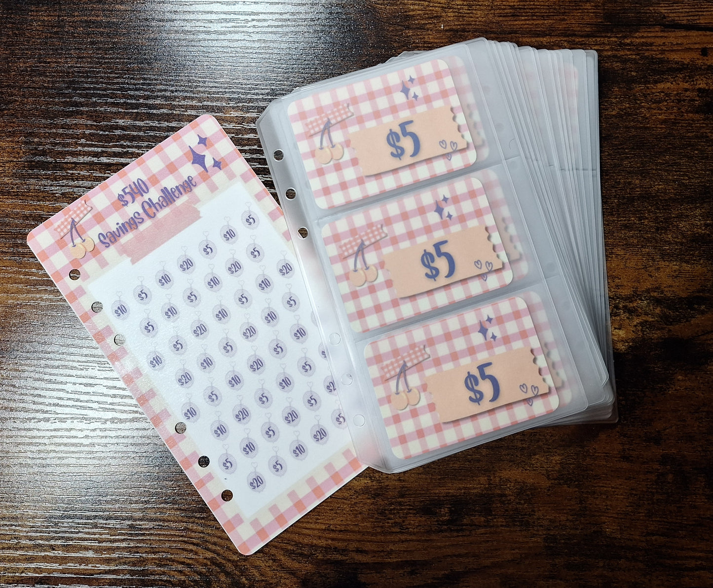 52 Week Savings Challenge - $540 Cherry Savings A6 Size