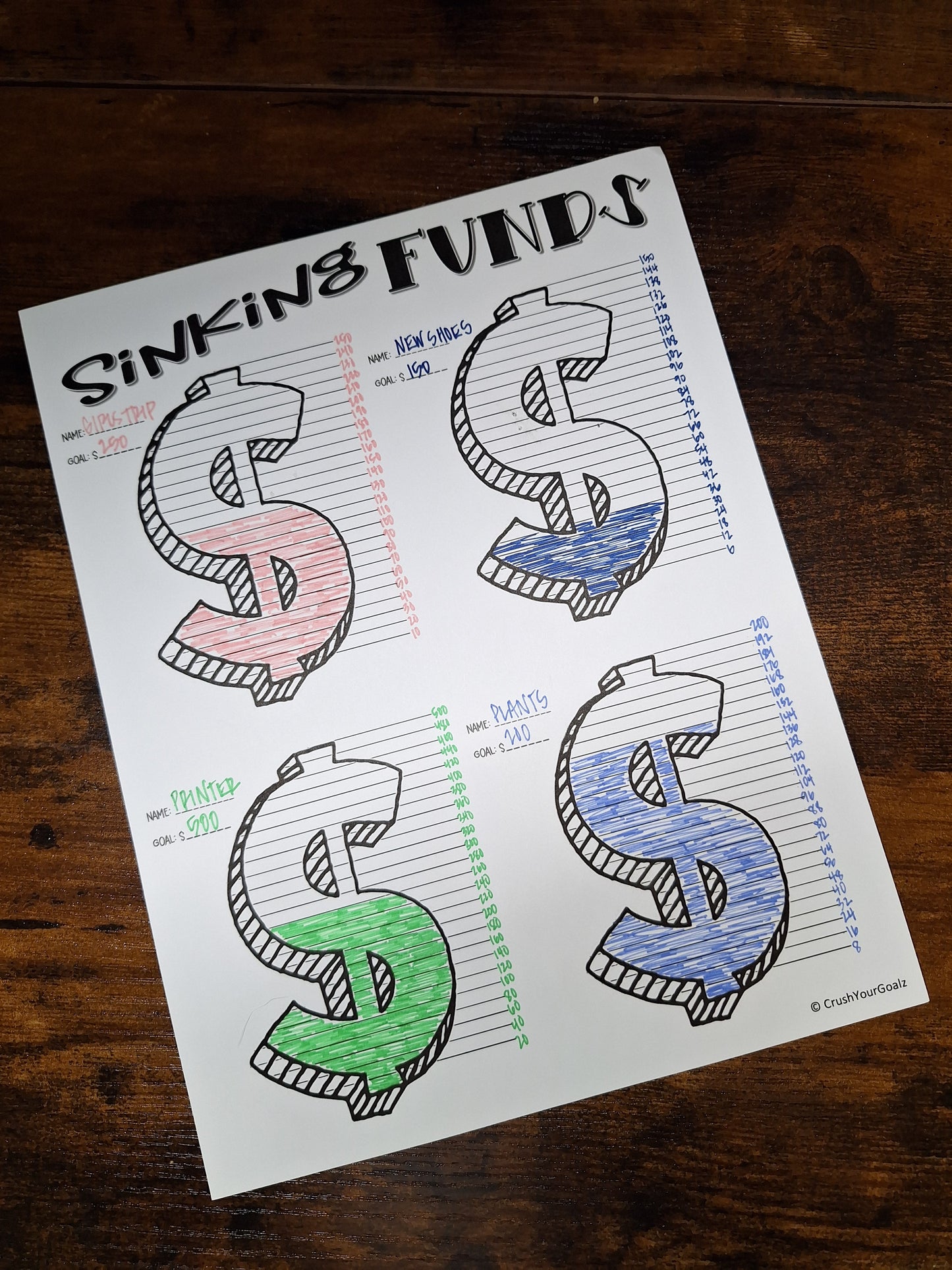 Sinking Funds Savings Tracker! Dave Ramsey, Savings Tracker Printable, Visual Savings Tracker, Sinking Funds, Kids Savings - 8.5 x 11 Size