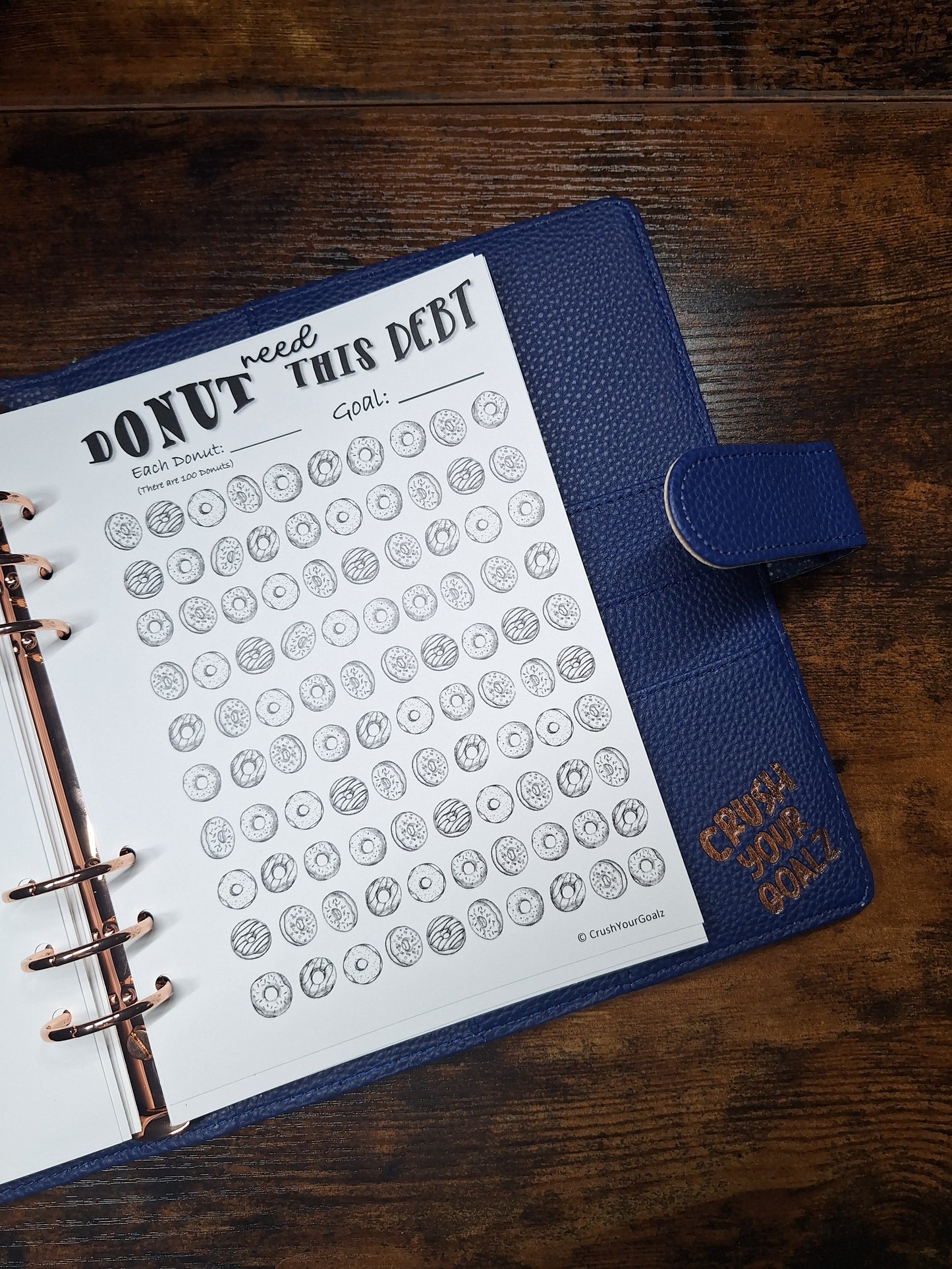 Donut Debt Payoff Chart, Debt Payoff Chart, Goal Chart - A5 Size