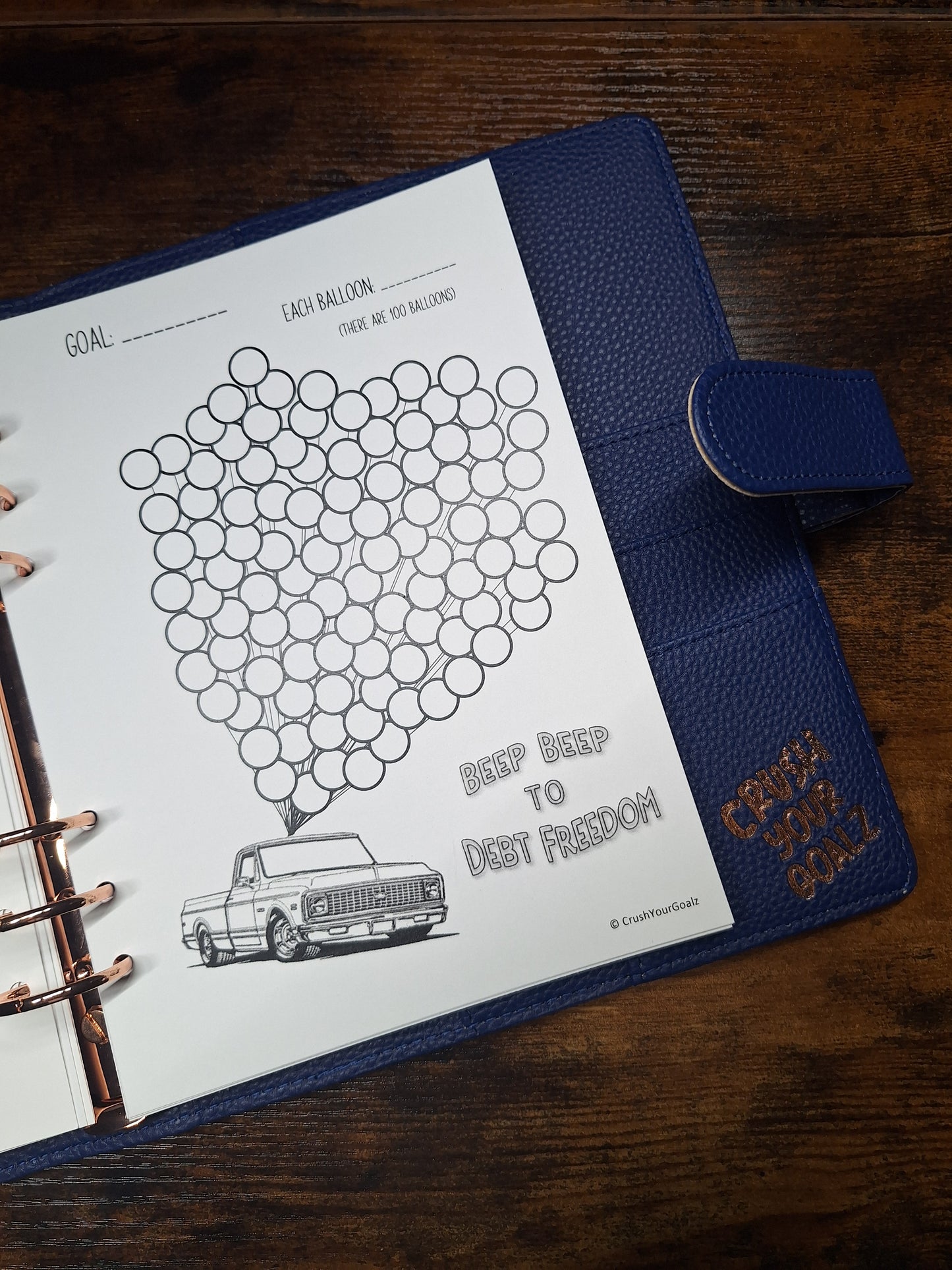 Truck Payoff Debt, Truck Savings Chart, Debt Payoff Chart, 100 Balloons, Debt-Free Goal Tracker, Car Debt, Debt Payoff, Car Savings - A5 Size