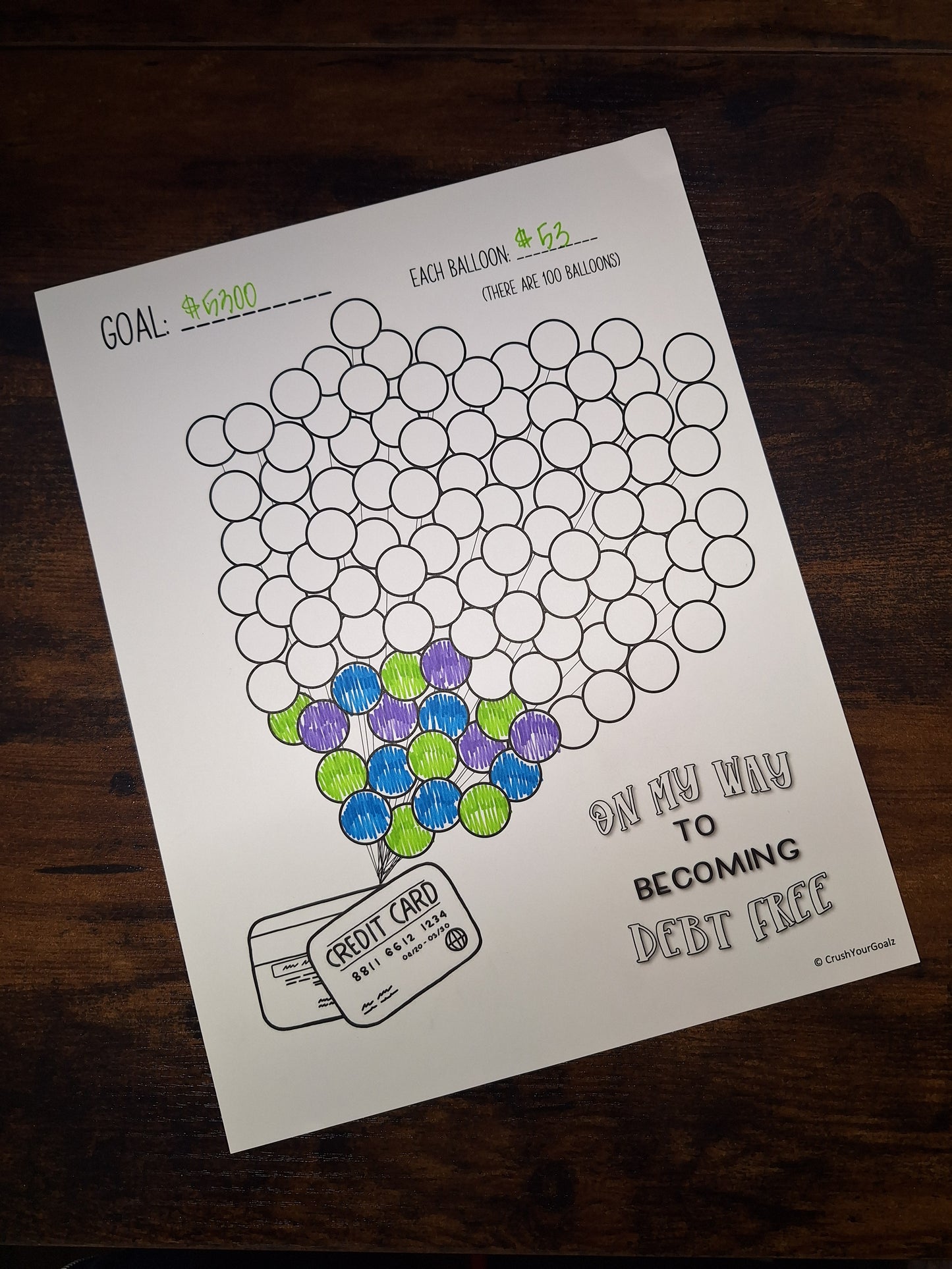 Credit Card Payoff Chart, Debt Payoff Chart, Goal Chart - 8.5 x 11 Size