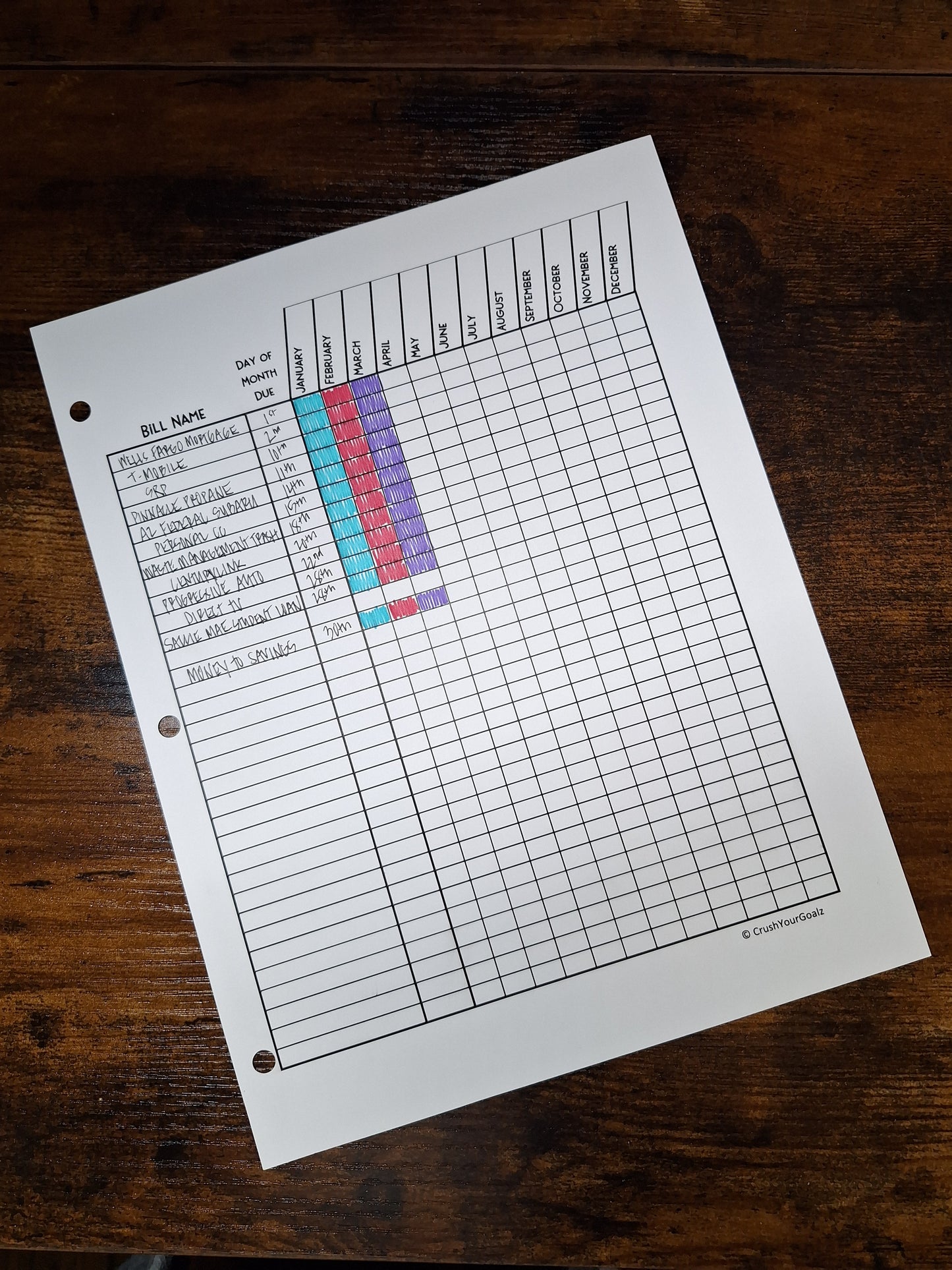 Bill Tracker Chart - Yearly and Monthly - Bill Planner, Payment Tracker, Budget, Track Bills, Bill Payment, Organize, Page 1 of 2 - 8.5 x 11 Size