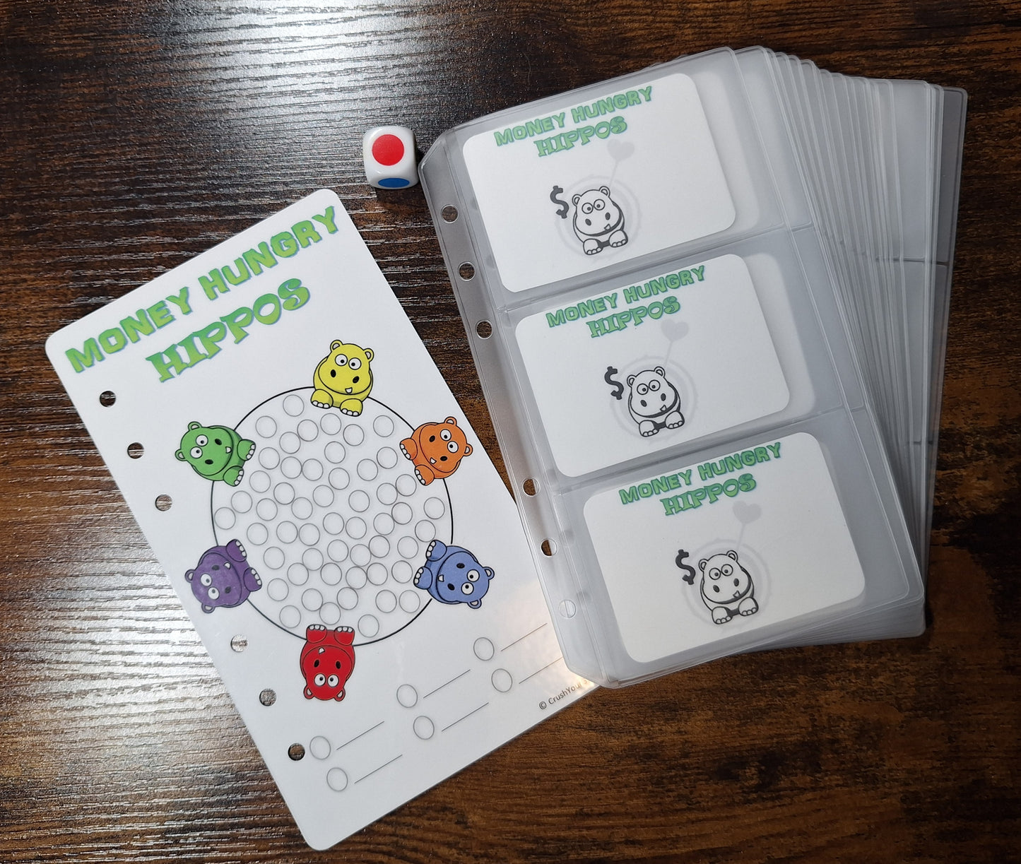 52 Week Savings Challenge - Money Hungry Hippos A6 Size