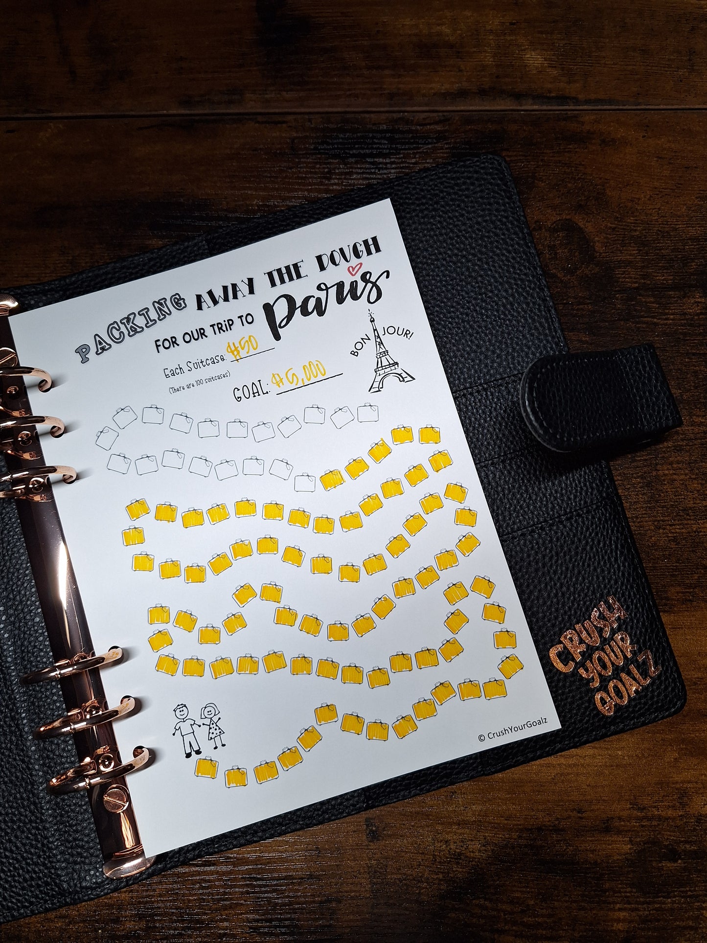 Paris Vacation Savings Chart, France Vacation Savings Chart, Vacation Planning, Dave Ramsey, Savings Tracker Printable, Visual Savings Tracker - A5 Size