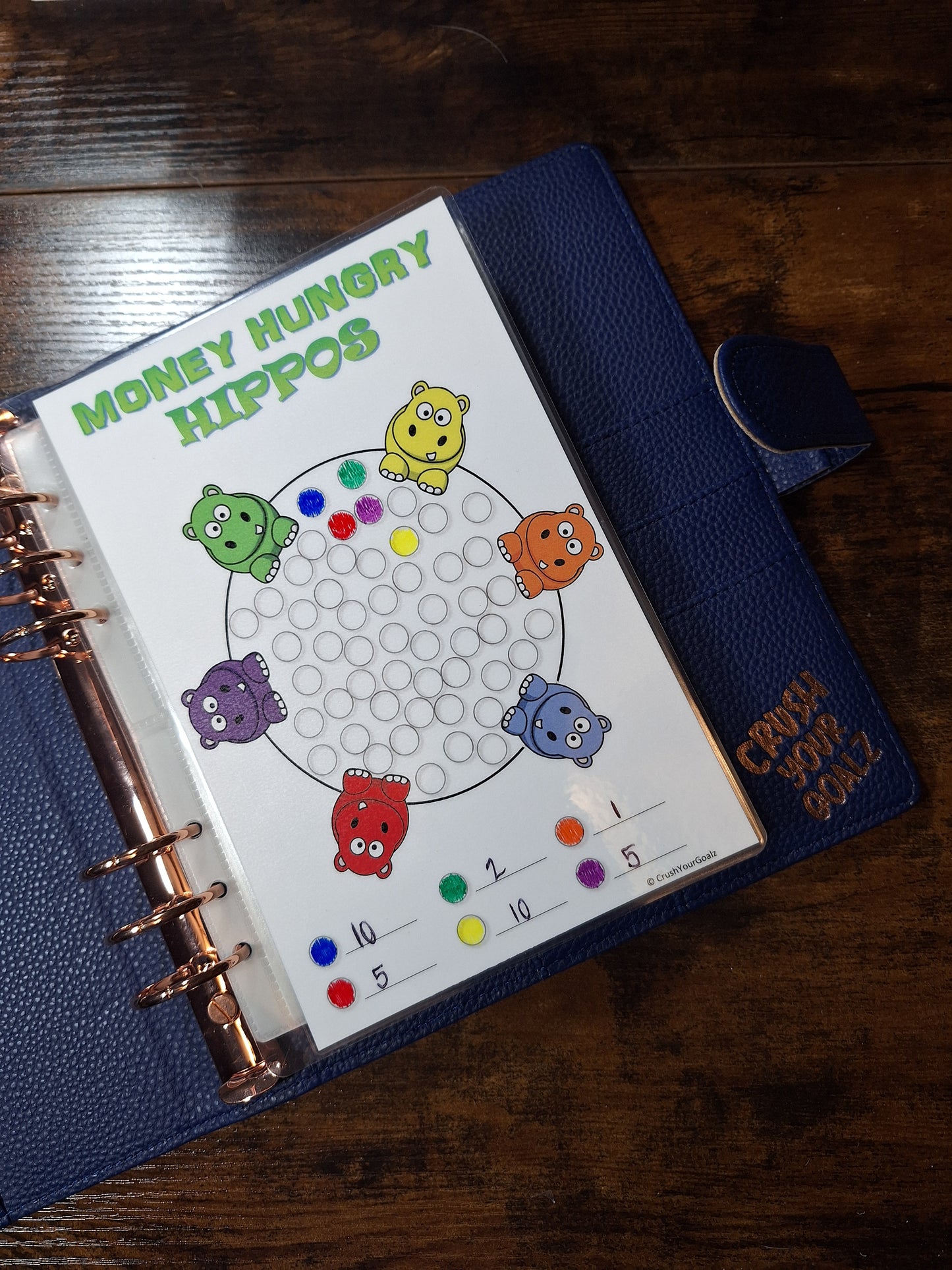 52 Week Savings Challenge - Money Hungry Hippos A5 Size