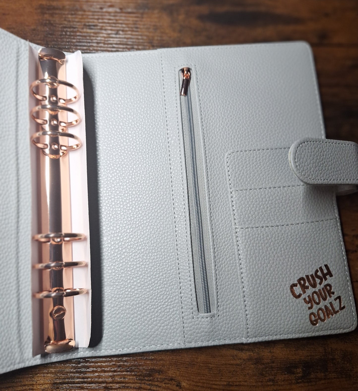 Light Gray A5 with Rose Gold Rings Planner/Budget Binder