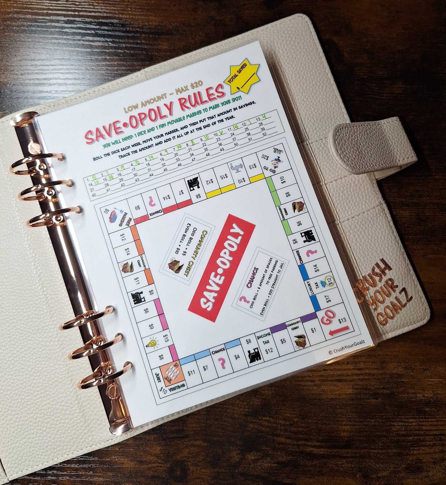 Save-Opoly Low Amount - Savings Tracker! Dave Ramsey, Savings Tracker Printable, Visual Savings Tracker, Coloring Chart A5 Size