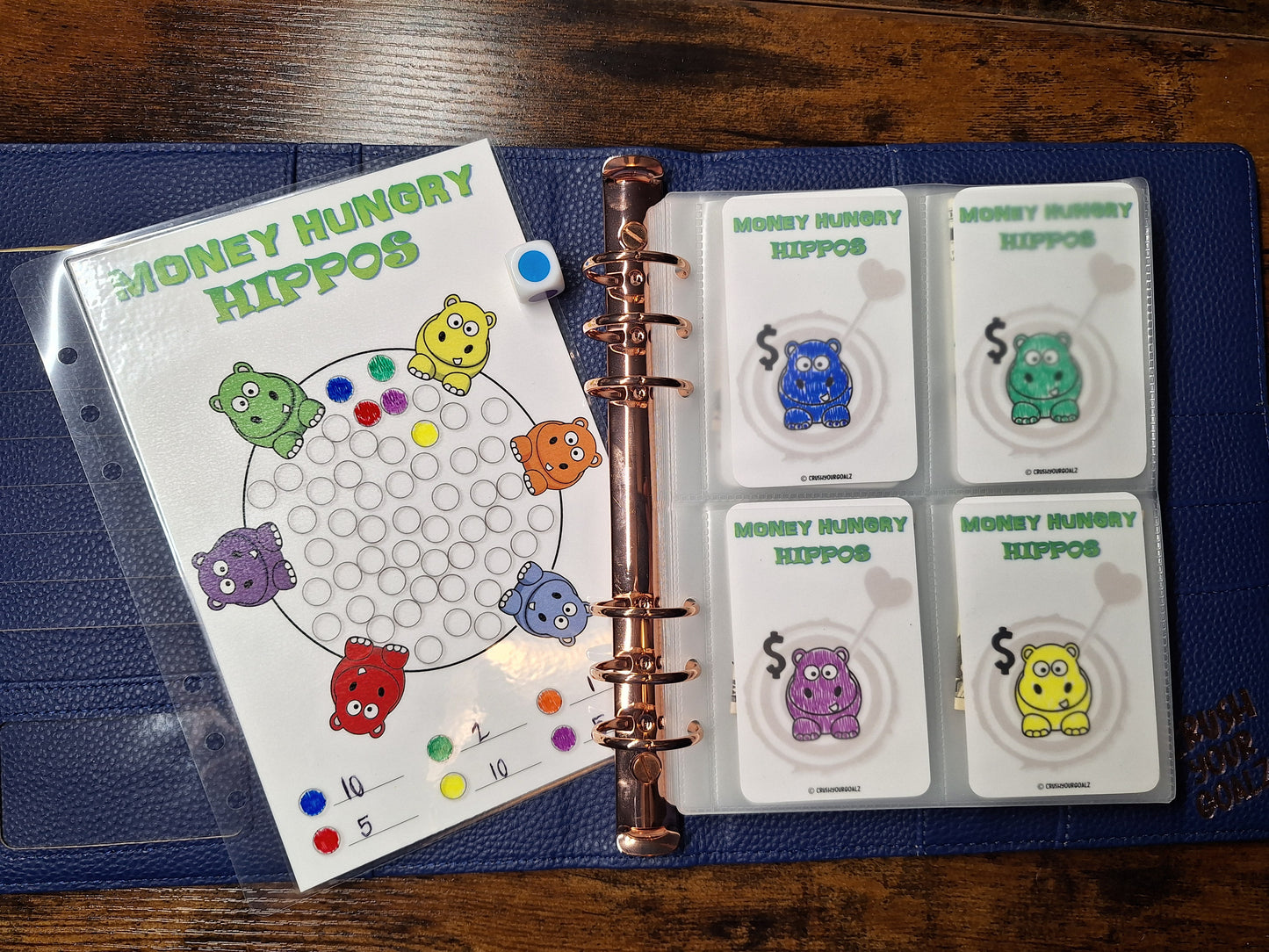 52 Week Savings Challenge - Money Hungry Hippos A5 Size