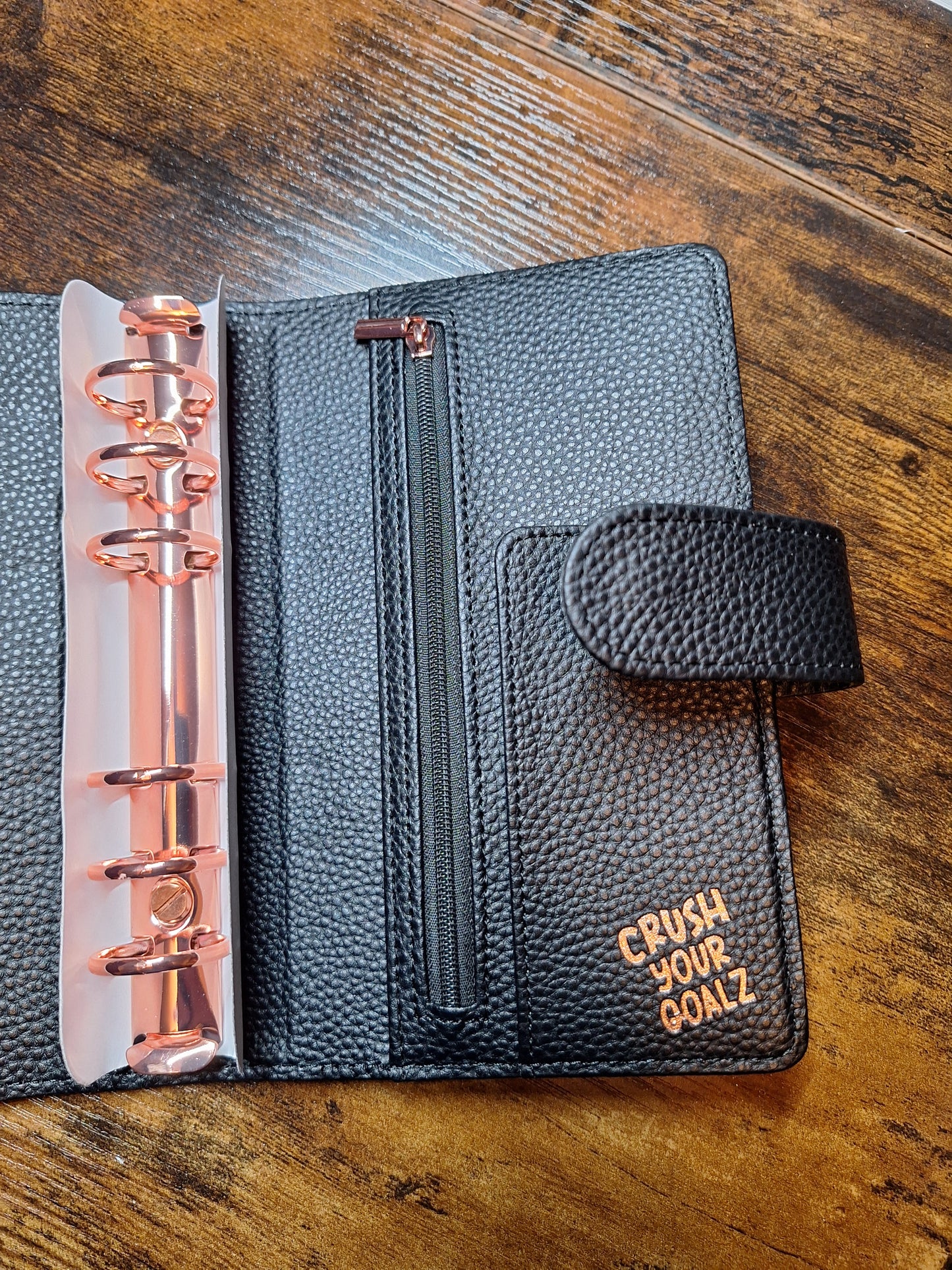 Black A6 with Rose Gold Rings Planner/Budget Binder