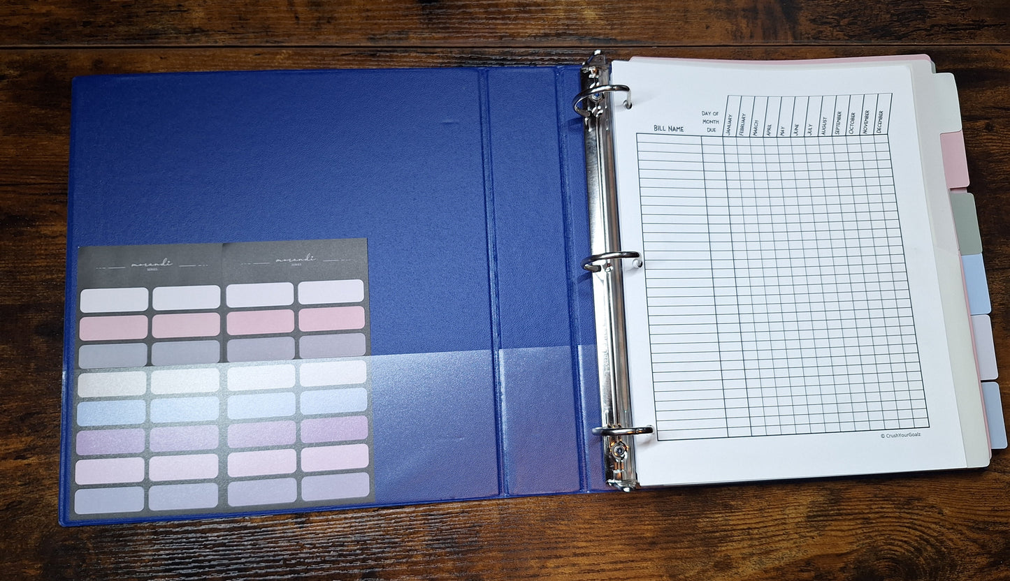 Bills Binder Bundle- Bill Tracker Chart - Yearly and Monthly - Bill Planner, Payment Tracker, Budget, Track Bills, Bill Payment, Organize - 8.5 x 11 Size