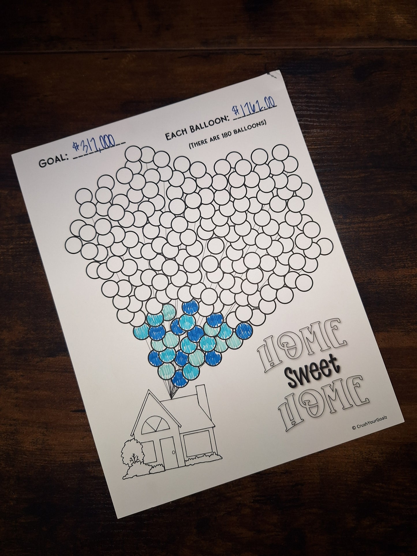 House Savings Chart, House Payoff Chart, House Down Payment Chart, Debt Payoff Chart, Savings Goal Chart  - 8.5 x 11 Size