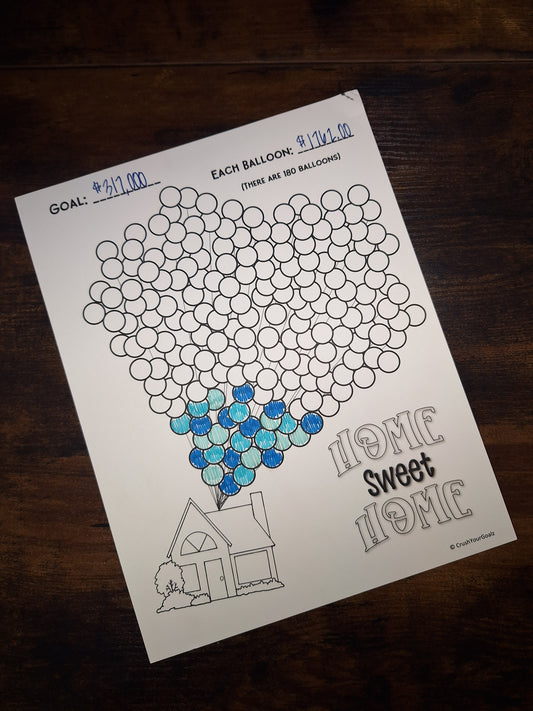 House Savings Chart, House Payoff Chart, House Down Payment Chart, Debt Payoff Chart, Savings Goal Chart  - 8.5 x 11 Size