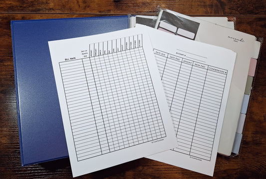 Bills Binder Bundle- Bill Tracker Chart - Yearly and Monthly - Bill Planner, Payment Tracker, Budget, Track Bills, Bill Payment, Organize - 8.5 x 11 Size