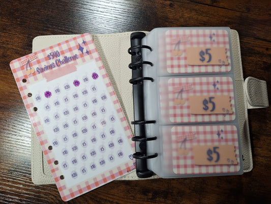 52 Week Savings Challenge - $540 Cherry Savings A6 Size