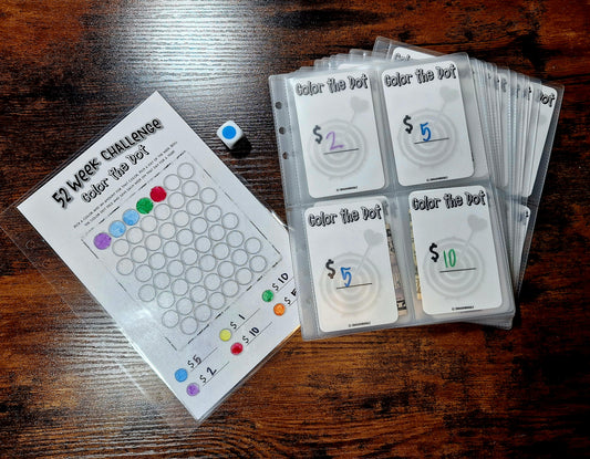 52 Week Savings Challenge - Color The Dot A5 Size
