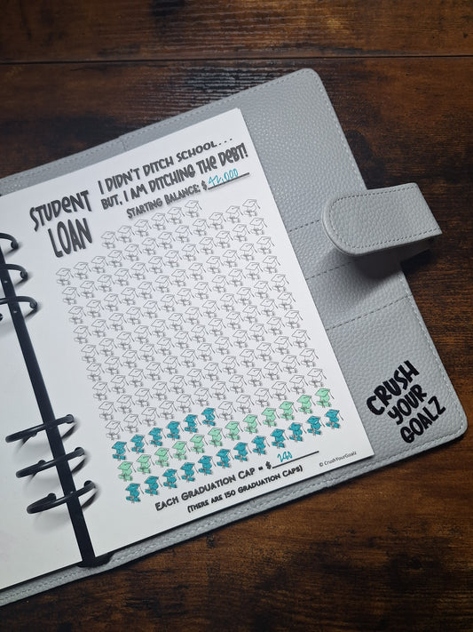 Student Loan Payoff, Debt Payoff Chart, Student Debt Chart, Financial Aid Payoff Chart, Debt Free Goal Chart  - A5 Size