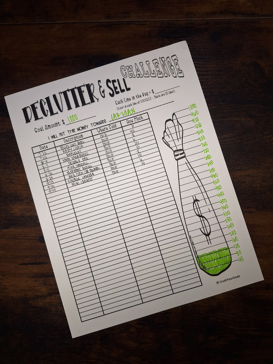 Declutter and Sell Goal Chart, Side Hustle Income Tracker, Side Hustle Challenge, Side Hustle, Small Business, Saving Tracker, Income Tracker, Debt Pay  - 8.5 x 11 Size