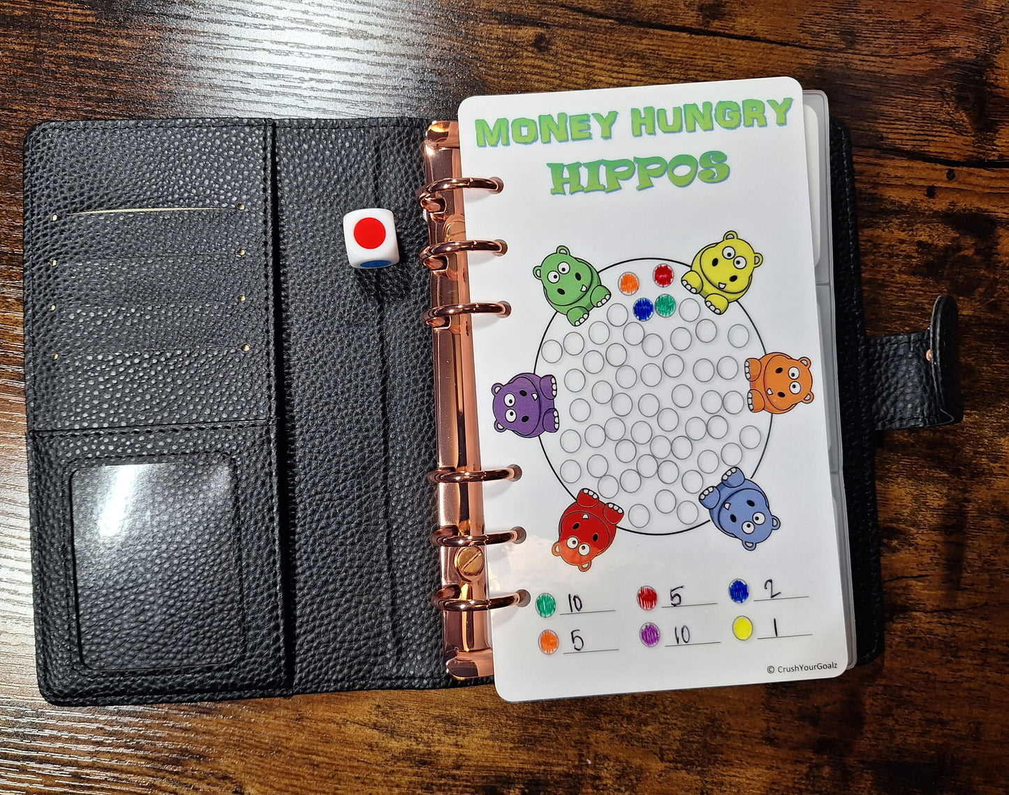 52 Week Savings Challenge - Money Hungry Hippos A6 Size