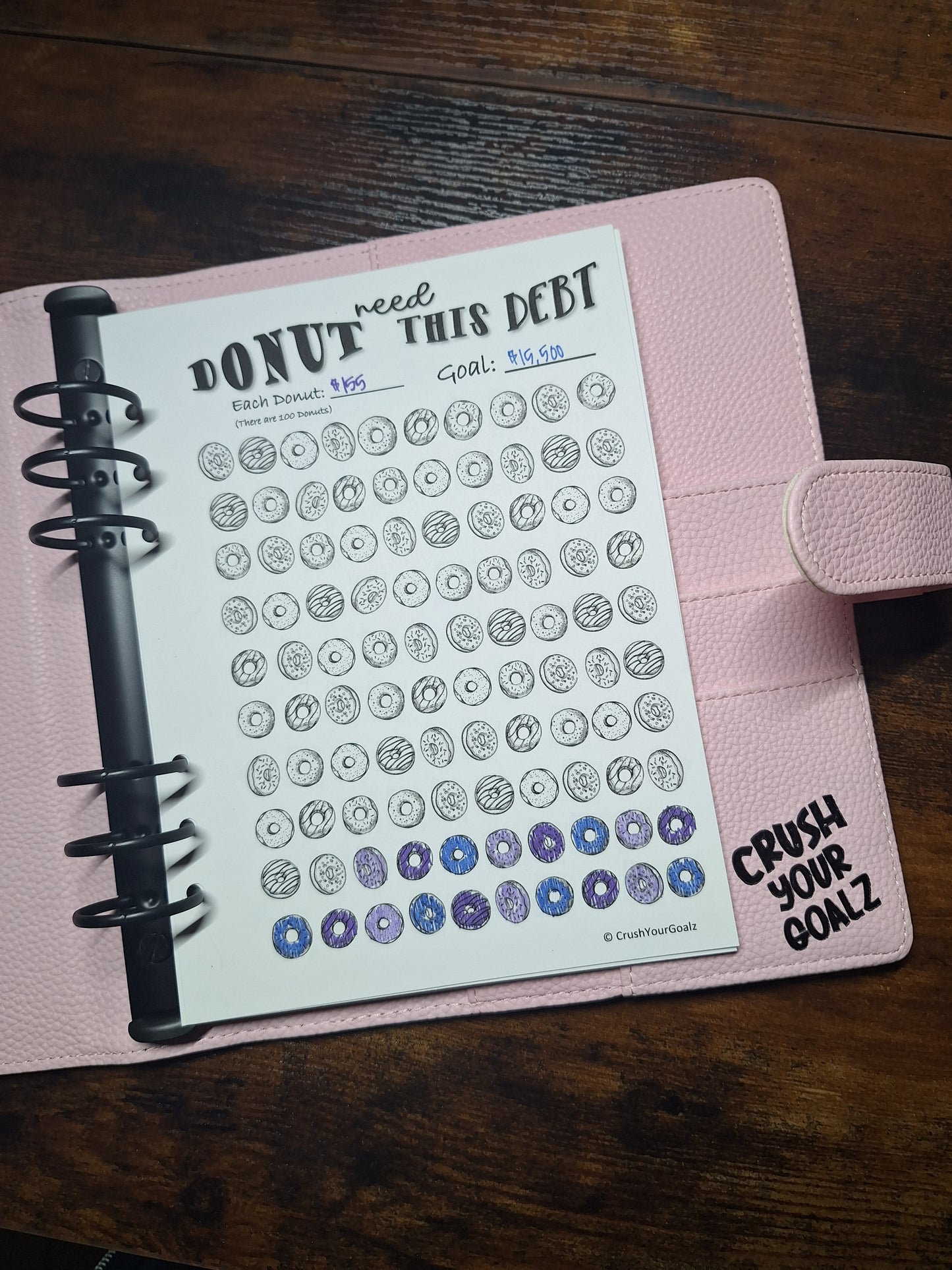Donut Debt Payoff Chart, Debt Payoff Chart, Goal Chart  - A5 Size