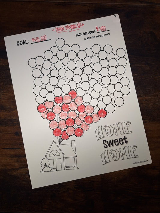 House Savings Chart, House Payoff Chart, House Down Payment Chart, Debt Payoff Chart, Savings Goal Chart  - 8.5 x 11 Size