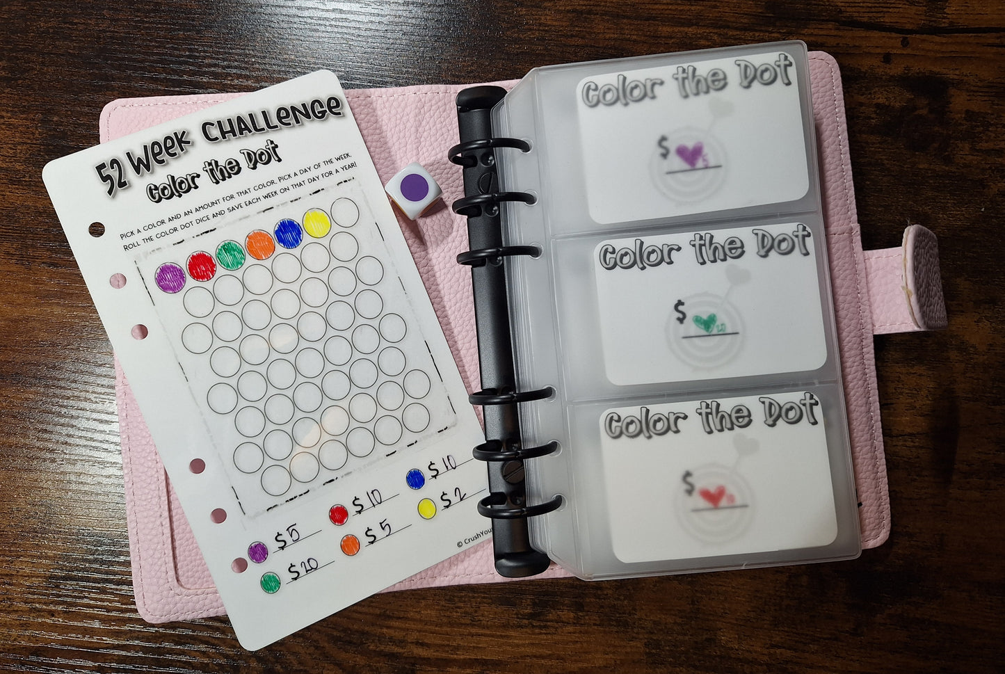 52 Week Savings Challenge - Color The Dot A6 Size