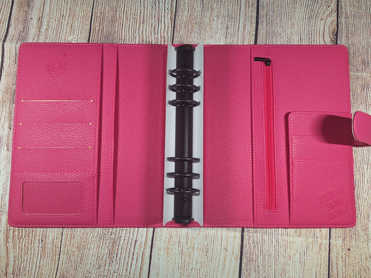 Hot Pink Planner with Black Rings, A5 Pink Planner/Budget Binder, Hot Pink Organizer