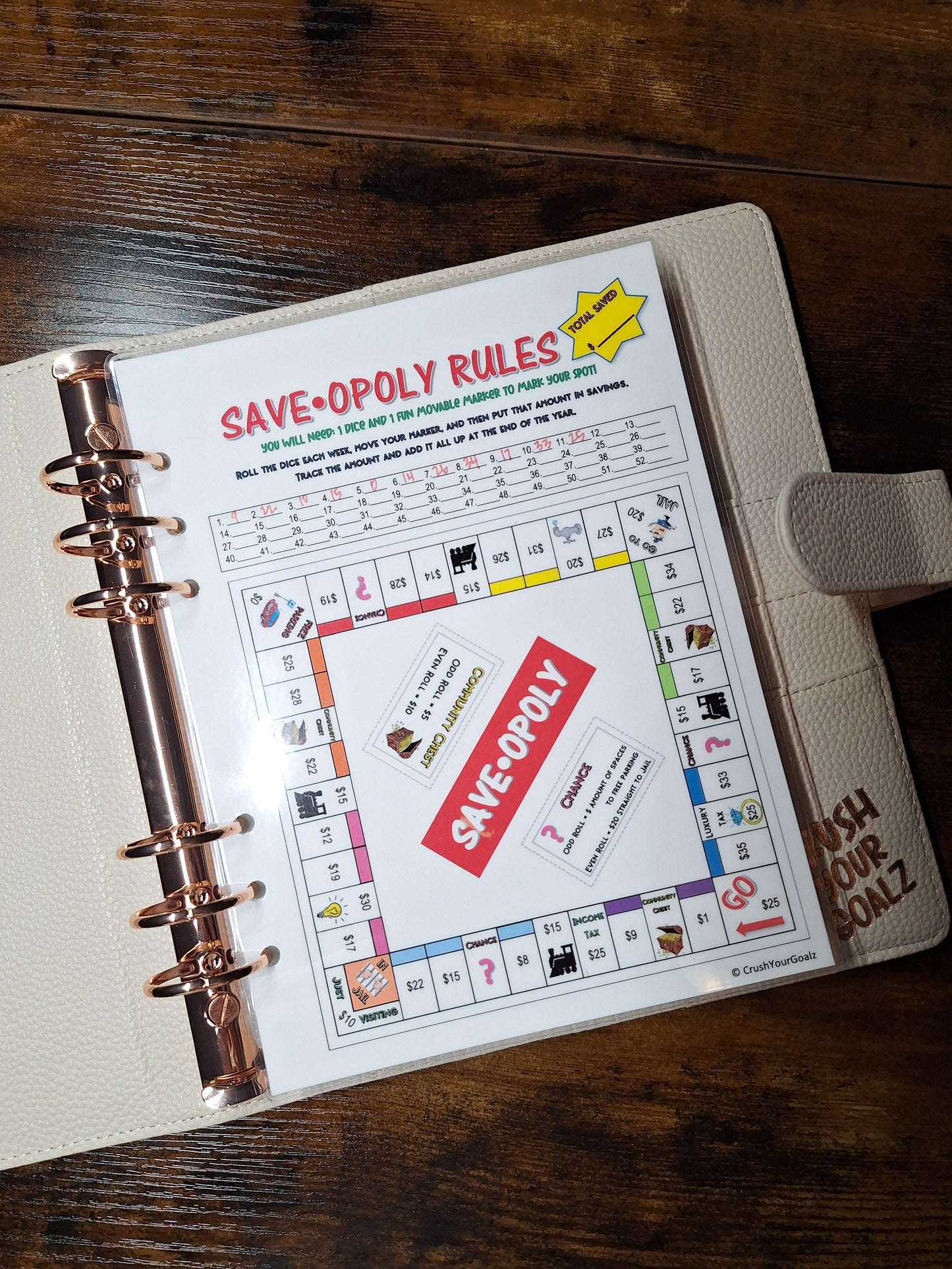 Save-Opoly - Savings Tracker! Dave Ramsey, Savings Tracker Printable, Visual Savings Tracker, Coloring Chart  - A5 Size
