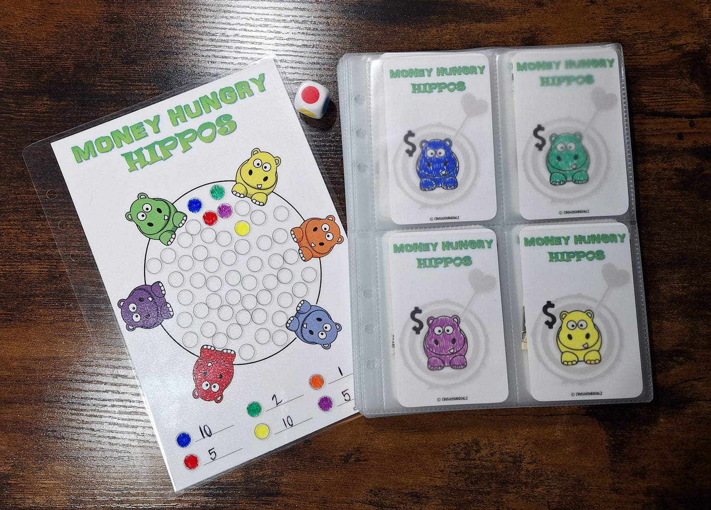 52 Week Savings Challenge - Money Hungry Hippos A5 Size