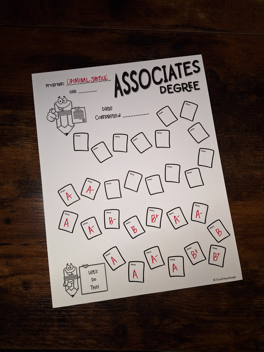 Associates Degree Goal Chart, Education Goals, Career Goals, Job Goals, Degree Plan, Celebrate!  - 8.5 x 11 Size