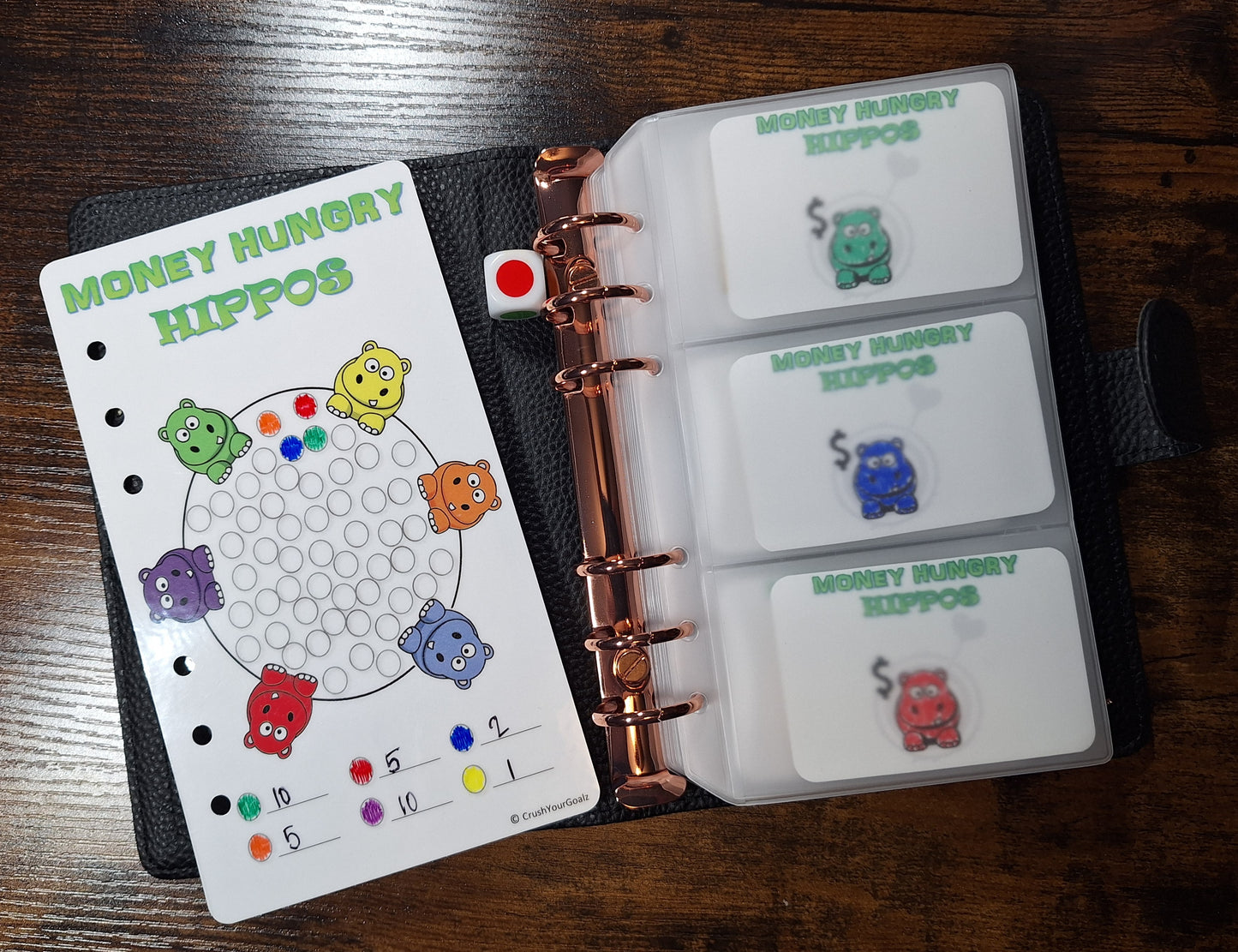 52 Week Savings Challenge - Money Hungry Hippos A6 Size