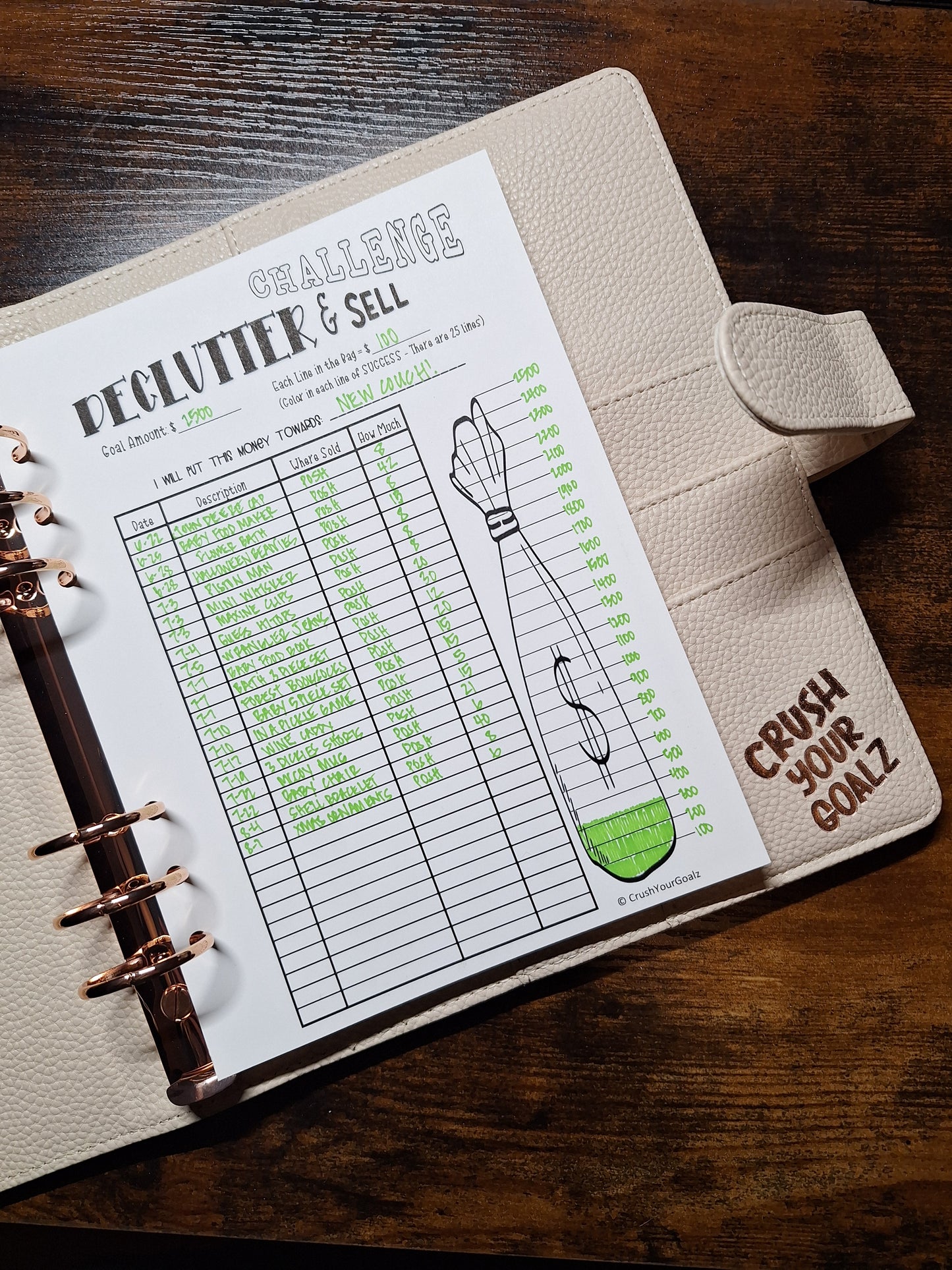 Declutter and Sell Goal Chart, Side Hustle Income Tracker, Side Hustle Challenge, Side Hustle, Small Business, Saving Tracker, Income Tracker, Debt Pay  - A5 Size