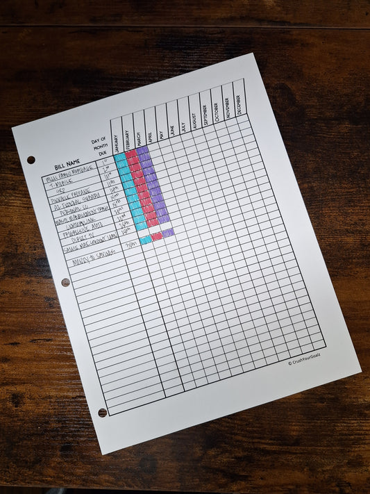 Bills Binder Bundle- Bill Tracker Chart - Yearly and Monthly - Bill Planner, Payment Tracker, Budget, Track Bills, Bill Payment, Organize - 8.5 x 11 Size