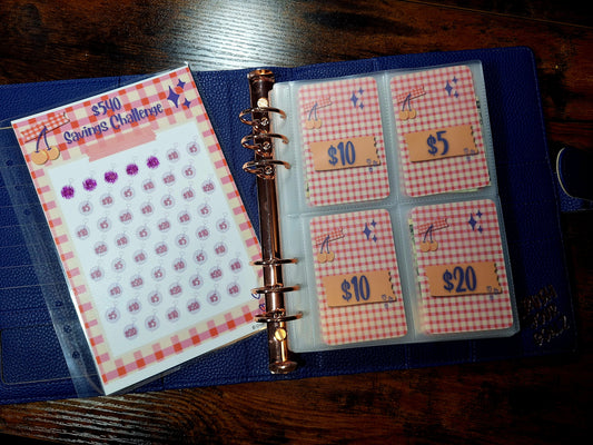 52 Week Savings Challenge - $540 Cherry Savings A5 Size