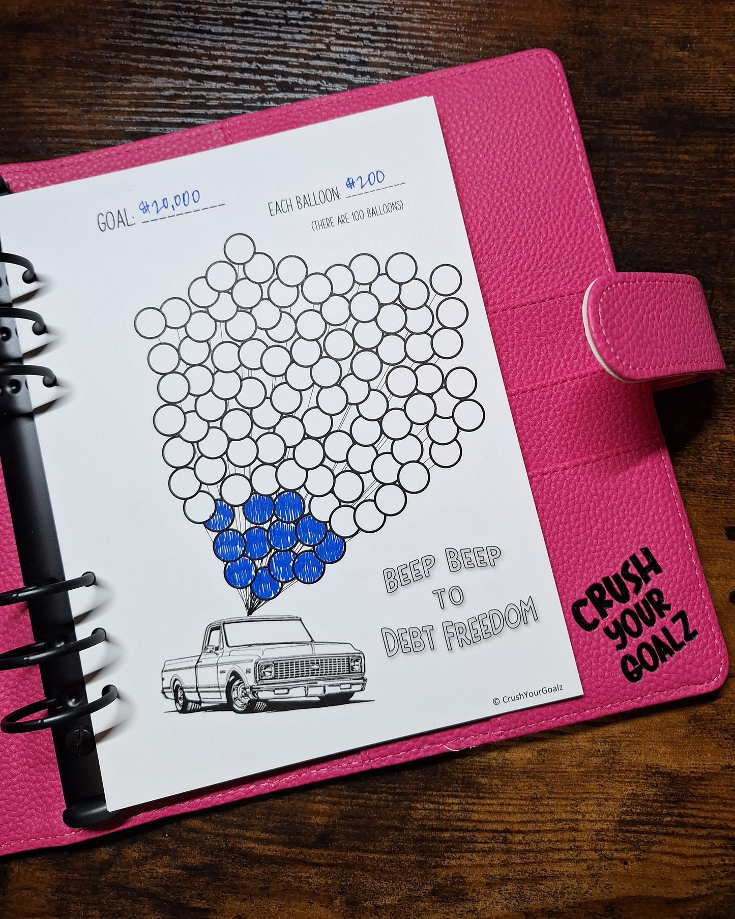 Truck Payoff Debt, Truck Savings Chart, Debt Payoff Chart, 100 Balloons, Debt-Free Goal Tracker,  Car Debt, Debt Payoff, Car Savings  - A5 Size