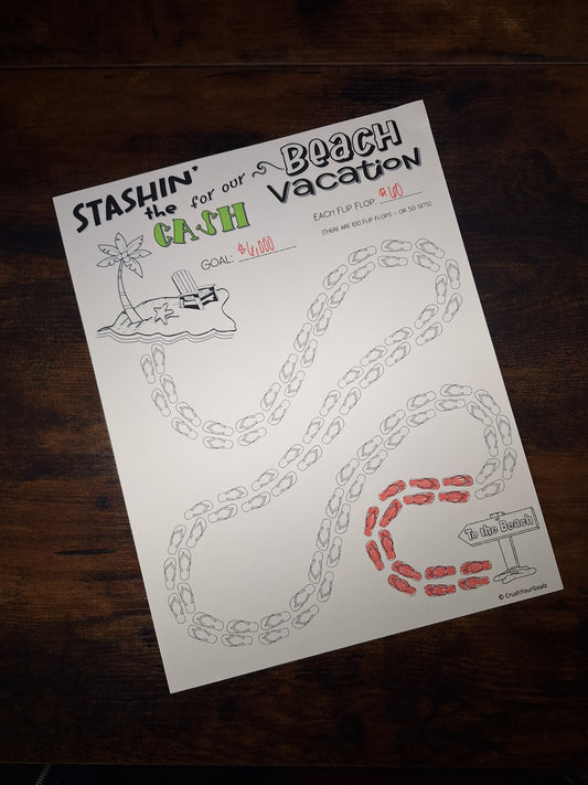 Vacation Savings Chart, Beach Vacation Chart, Vacation Planning, Hawaii, California, Florida, Dave Ramsey, Savings Tracker Printable, Visual Savings Tracker, Kids Saving - 8.5 x 11 Size