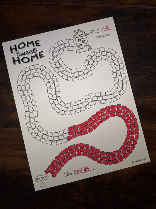 House Payoff, House Savings Chart, Debt Payoff Chart, Down Payment Savings Chart, Mortgage Payoff Chart, Debt Free Goal Chart  - 8.5 x 11 Size