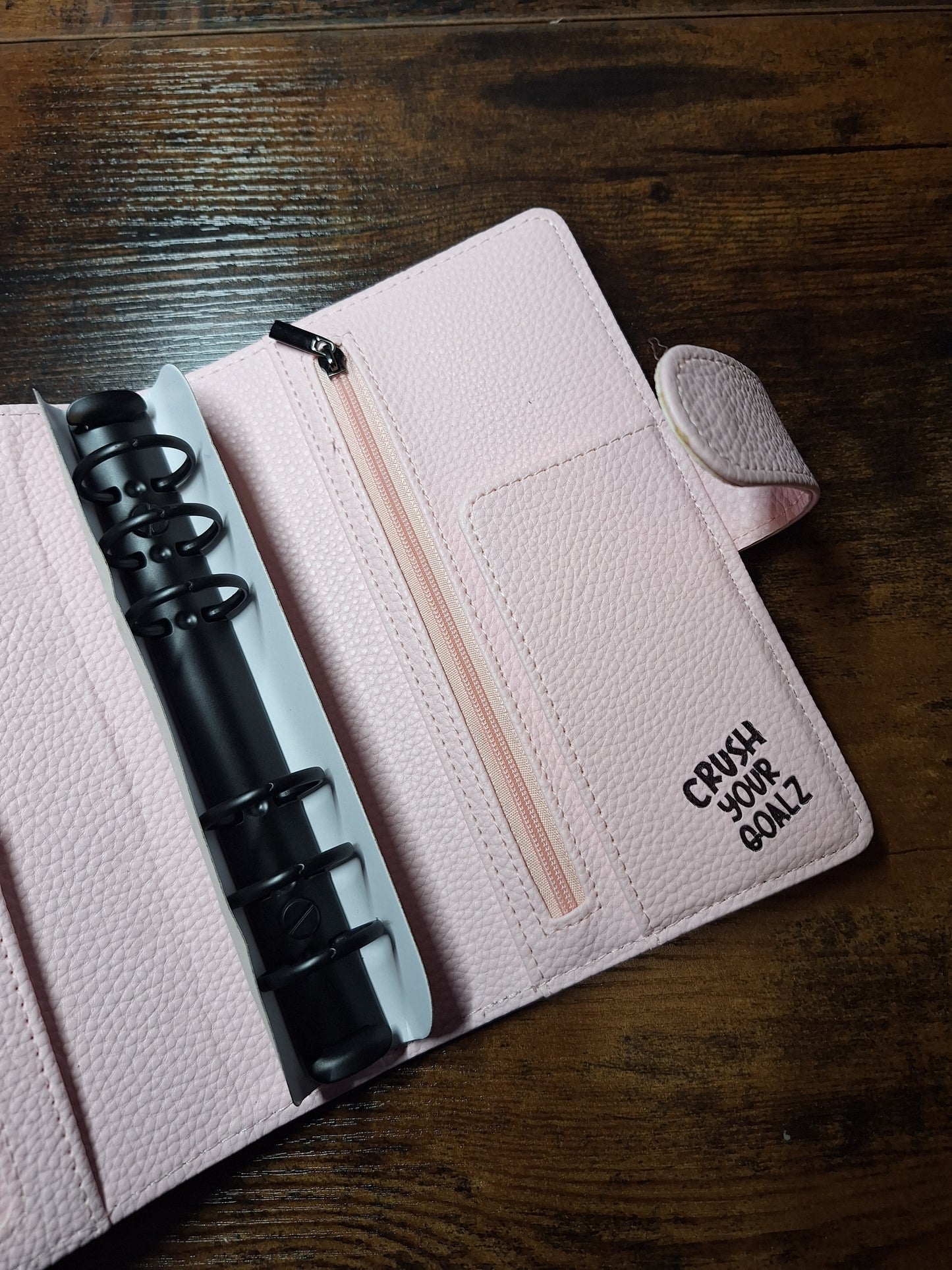Pale Pink A6 with Black Rings Planner/Budget Binder