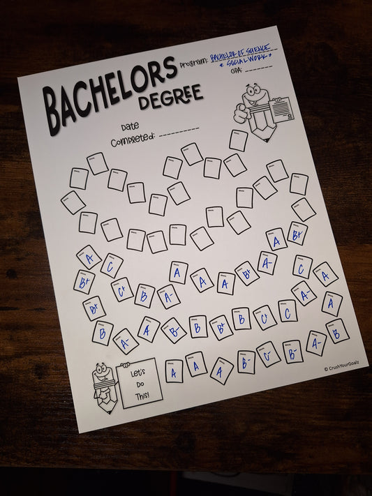 Bachelors Degree Goal Chart, Education Goals, Career Goals, Job Goals, Degree Plan, Celebrate!  - 8.5 x 11 Size
