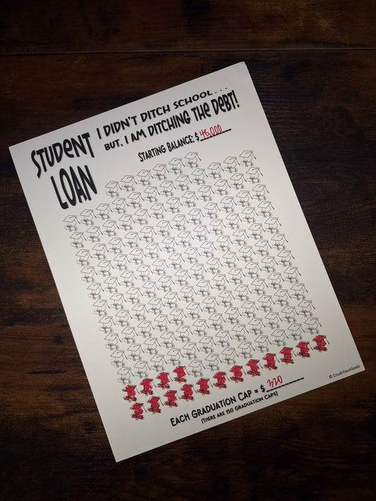 Student Loan Payoff, Debt Payoff Chart, Student Debt Chart, Financial Aid Payoff Chart, Debt Free Goal Chart - - 8.5 x 11 Size