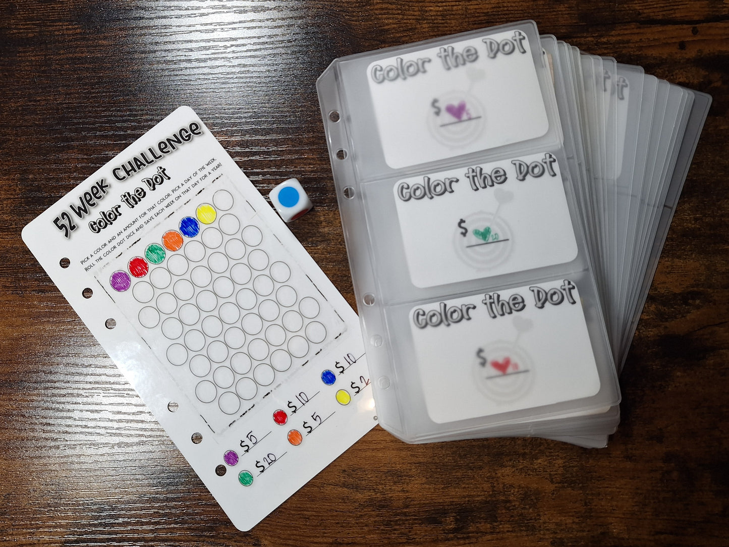 52 Week Savings Challenge - Color The Dot A6 Size